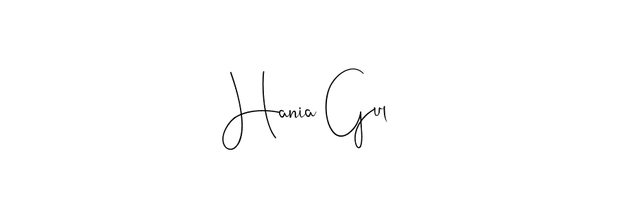 How to make Hania Gul name signature. Use Andilay-7BmLP style for creating short signs online. This is the latest handwritten sign. Hania Gul signature style 4 images and pictures png