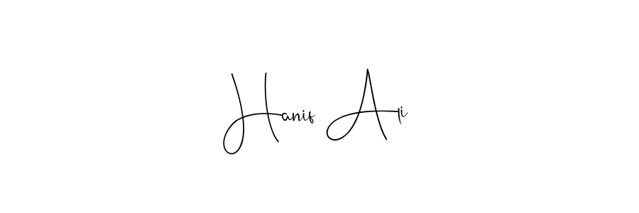 You can use this online signature creator to create a handwritten signature for the name Hanif Ali. This is the best online autograph maker. Hanif Ali signature style 4 images and pictures png