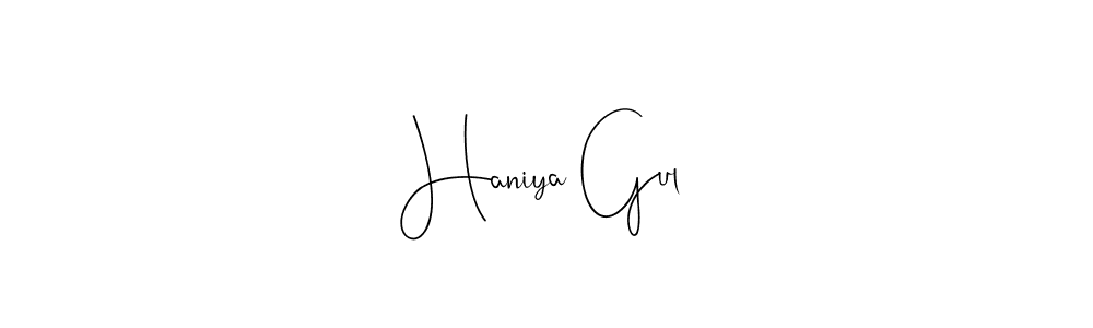 How to make Haniya Gul name signature. Use Andilay-7BmLP style for creating short signs online. This is the latest handwritten sign. Haniya Gul signature style 4 images and pictures png