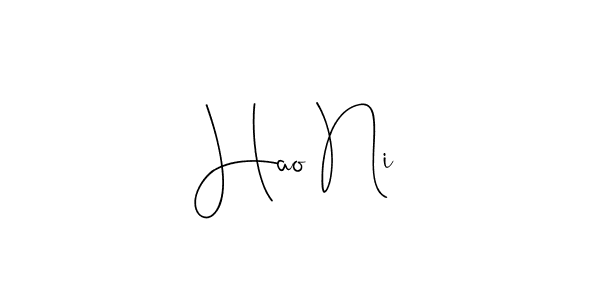 The best way (Andilay-7BmLP) to make a short signature is to pick only two or three words in your name. The name Hao Ni include a total of six letters. For converting this name. Hao Ni signature style 4 images and pictures png