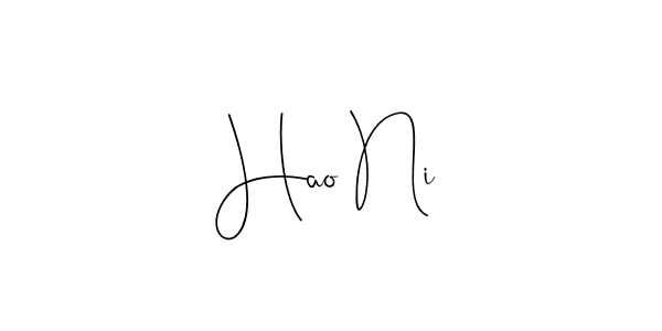 How to make Hao Ni name signature. Use Andilay-7BmLP style for creating short signs online. This is the latest handwritten sign. Hao Ni signature style 4 images and pictures png