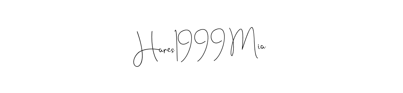 How to make Hares1999 Mia name signature. Use Andilay-7BmLP style for creating short signs online. This is the latest handwritten sign. Hares1999 Mia signature style 4 images and pictures png