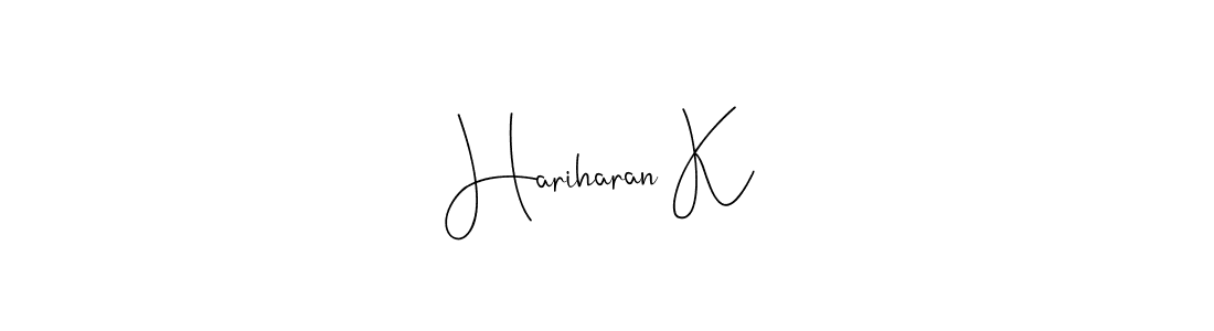 Design your own signature with our free online signature maker. With this signature software, you can create a handwritten (Andilay-7BmLP) signature for name Hariharan K. Hariharan K signature style 4 images and pictures png