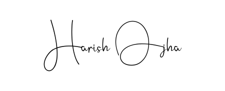 A sleek calligraphic signature for name Harish Ojha utilizing Andilay-7BmLP styling. Great for adding personal signatures to photos and art. Harish Ojha signature style 4 images and pictures png