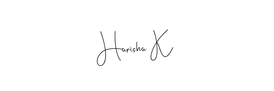 Make a beautiful signature design for name Harisha K. With this signature (Andilay-7BmLP) style, you can create a handwritten signature for free. Harisha K signature style 4 images and pictures png