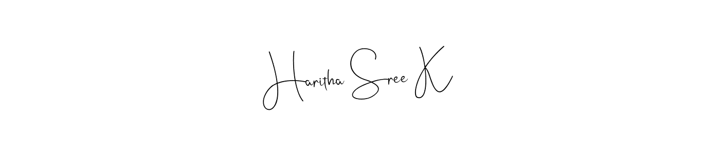 Create a beautiful signature design for name Haritha Sree K. With this signature (Andilay-7BmLP) fonts, you can make a handwritten signature for free. Haritha Sree K signature style 4 images and pictures png