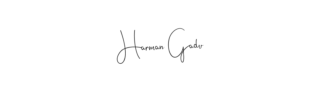Also You can easily find your signature by using the search form. We will create Harman Gadu name handwritten signature images for you free of cost using Andilay-7BmLP sign style. Harman Gadu signature style 4 images and pictures png