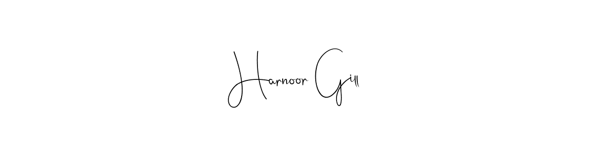 How to make Harnoor Gill name signature. Use Andilay-7BmLP style for creating short signs online. This is the latest handwritten sign. Harnoor Gill signature style 4 images and pictures png