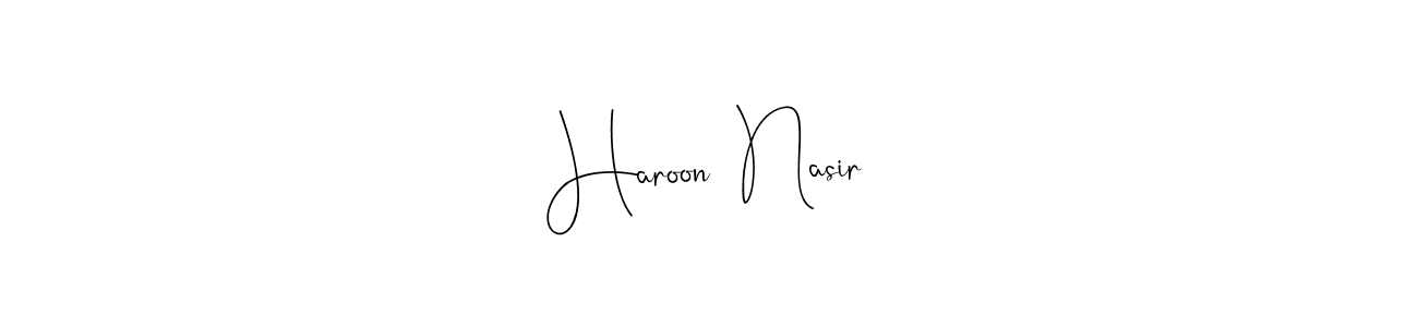 Andilay-7BmLP is a professional signature style that is perfect for those who want to add a touch of class to their signature. It is also a great choice for those who want to make their signature more unique. Get Haroon  Nasir name to fancy signature for free. Haroon  Nasir signature style 4 images and pictures png