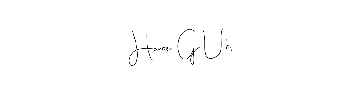 if you are searching for the best signature style for your name Harper G Uhl. so please give up your signature search. here we have designed multiple signature styles  using Andilay-7BmLP. Harper G Uhl signature style 4 images and pictures png