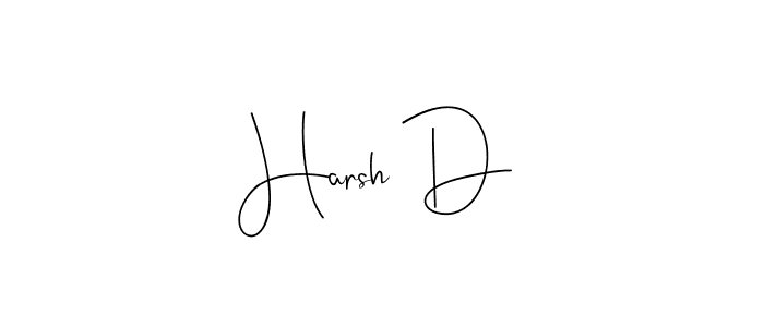 if you are searching for the best signature style for your name Harsh D. so please give up your signature search. here we have designed multiple signature styles  using Andilay-7BmLP. Harsh D signature style 4 images and pictures png