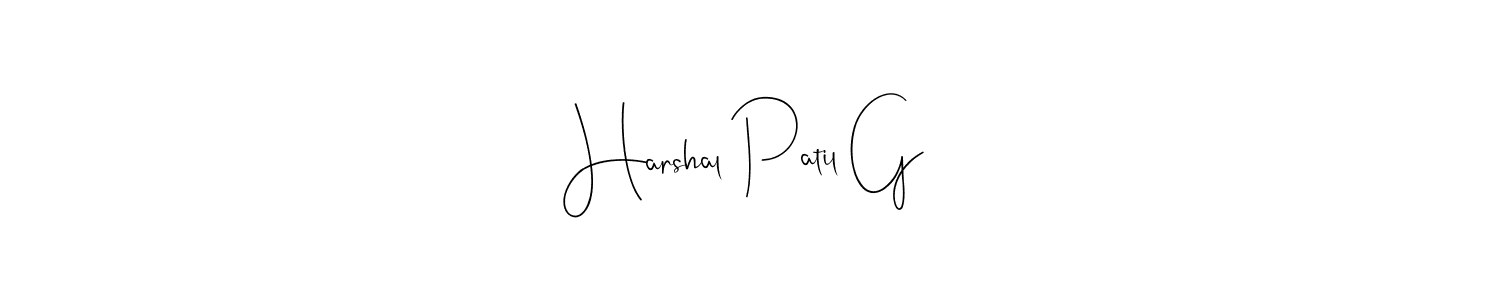 Create a beautiful signature design for name Harshal Patil G. With this signature (Andilay-7BmLP) fonts, you can make a handwritten signature for free. Harshal Patil G signature style 4 images and pictures png