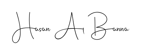 Try this chic Hasan Al Banna handwritten sign style. Using Andilay-7BmLP font elements, it gives your name a sleek, memorable identity. Hasan Al Banna signature style 4 images and pictures png