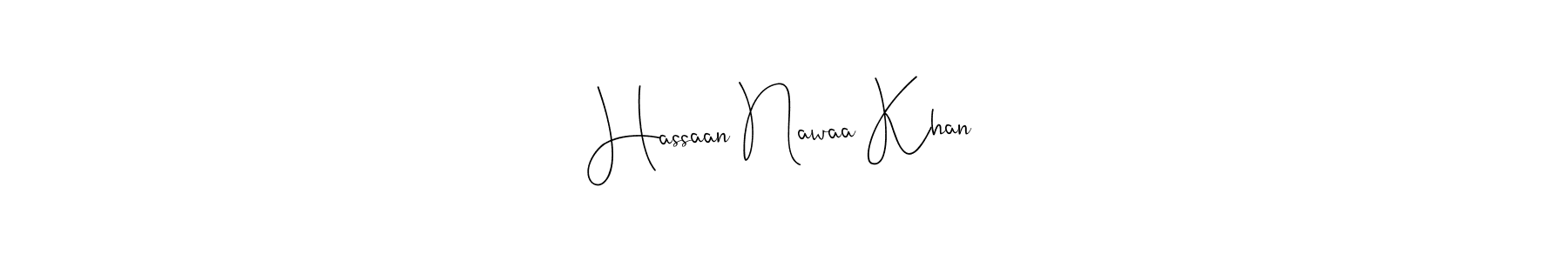 The best way (Andilay-7BmLP) to make a short signature is to pick only two or three words in your name. The name Hassaan Nawaa Khan include a total of six letters. For converting this name. Hassaan Nawaa Khan signature style 4 images and pictures png