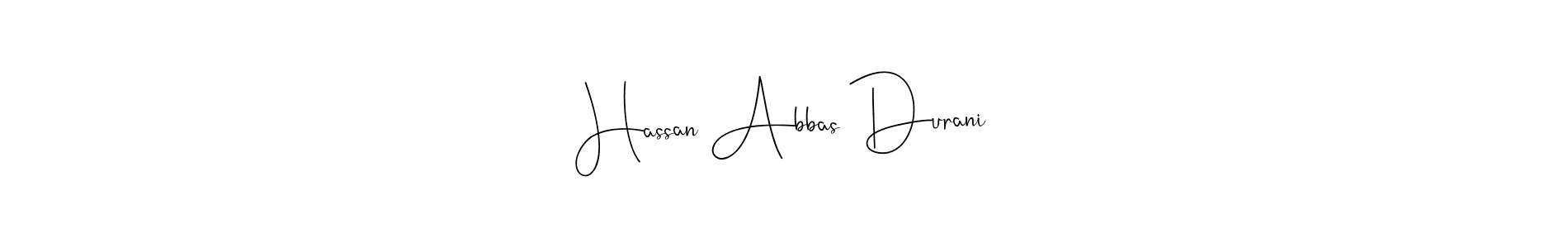if you are searching for the best signature style for your name Hassan Abbas Durani. so please give up your signature search. here we have designed multiple signature styles  using Andilay-7BmLP. Hassan Abbas Durani signature style 4 images and pictures png