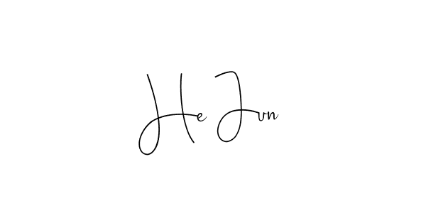 Create a beautiful signature design for name He Jun. With this signature (Andilay-7BmLP) fonts, you can make a handwritten signature for free. He Jun signature style 4 images and pictures png