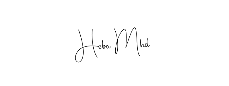 if you are searching for the best signature style for your name Heba Mhd. so please give up your signature search. here we have designed multiple signature styles  using Andilay-7BmLP. Heba Mhd signature style 4 images and pictures png