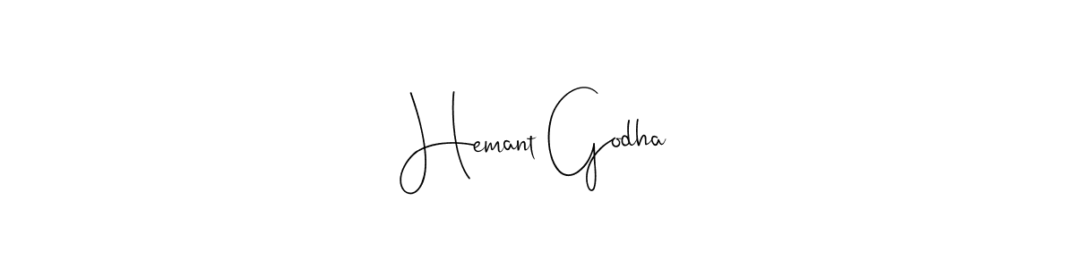 How to make Hemant Godha name signature. Use Andilay-7BmLP style for creating short signs online. This is the latest handwritten sign. Hemant Godha signature style 4 images and pictures png