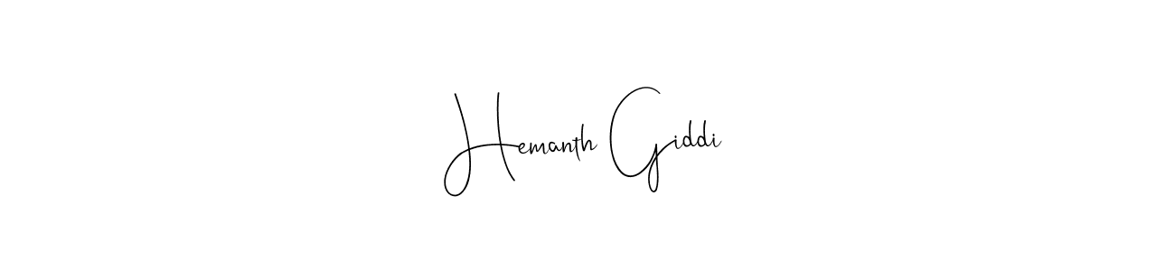 Also we have Hemanth Giddi name is the best signature style. Create professional handwritten signature collection using Andilay-7BmLP autograph style. Hemanth Giddi signature style 4 images and pictures png