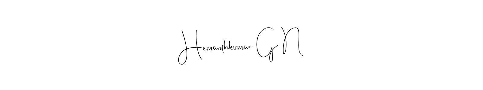 How to make Hemanthkumar G N name signature. Use Andilay-7BmLP style for creating short signs online. This is the latest handwritten sign. Hemanthkumar G N signature style 4 images and pictures png