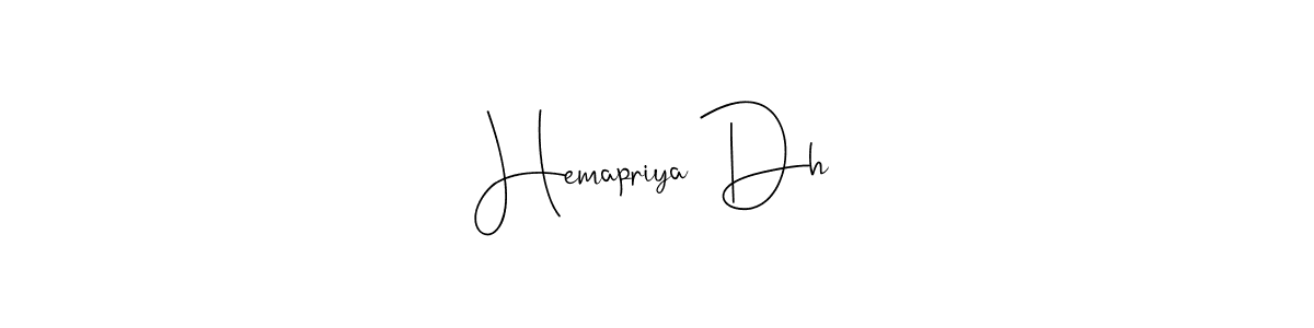 How to make Hemapriya Dh name signature. Use Andilay-7BmLP style for creating short signs online. This is the latest handwritten sign. Hemapriya Dh signature style 4 images and pictures png