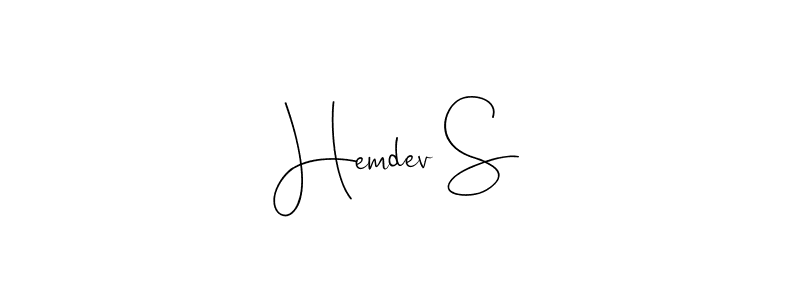 if you are searching for the best signature style for your name Hemdev S. so please give up your signature search. here we have designed multiple signature styles  using Andilay-7BmLP. Hemdev S signature style 4 images and pictures png