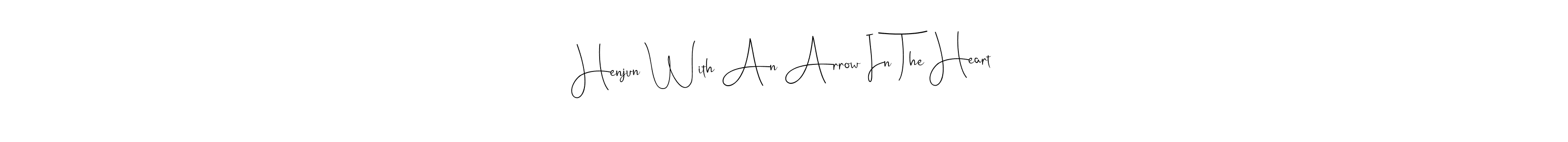 if you are searching for the best signature style for your name Henjun With An Arrow In The Heart. so please give up your signature search. here we have designed multiple signature styles  using Andilay-7BmLP. Henjun With An Arrow In The Heart signature style 4 images and pictures png