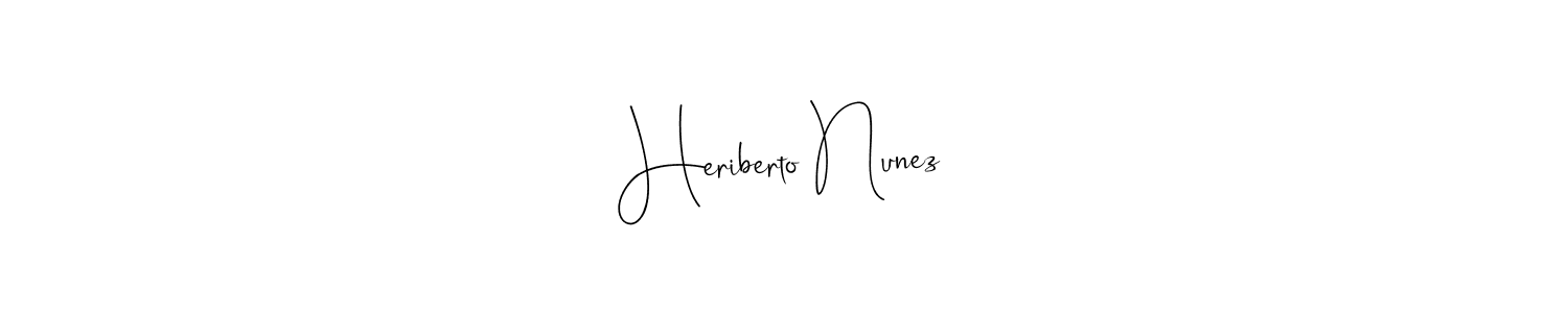 Andilay-7BmLP is a professional signature style that is perfect for those who want to add a touch of class to their signature. It is also a great choice for those who want to make their signature more unique. Get Heriberto Nunez name to fancy signature for free. Heriberto Nunez signature style 4 images and pictures png