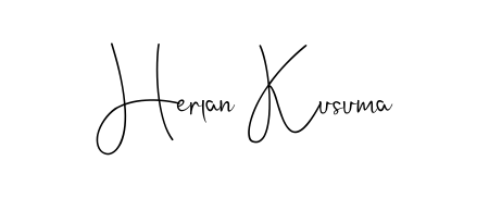 Discover how Herlan Kusuma looks in an executive cursive font (Andilay-7BmLP). Perfect for legal documents, invoices, and certificates. Herlan Kusuma signature style 4 images and pictures png