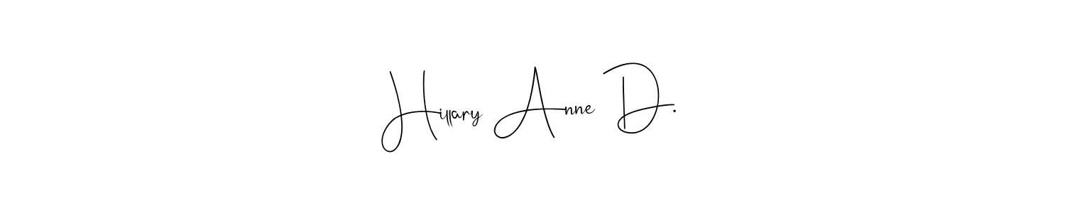 The best way (Andilay-7BmLP) to make a short signature is to pick only two or three words in your name. The name Hillary Anne D. include a total of six letters. For converting this name. Hillary Anne D. signature style 4 images and pictures png