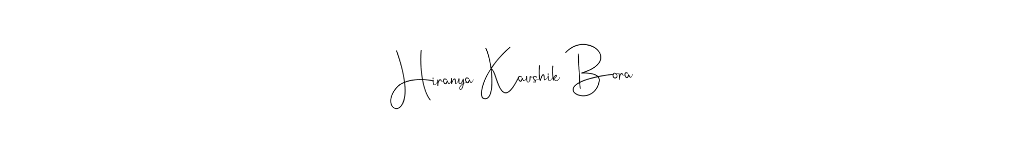 The best way (Andilay-7BmLP) to make a short signature is to pick only two or three words in your name. The name Hiranya Kaushik Bora include a total of six letters. For converting this name. Hiranya Kaushik Bora signature style 4 images and pictures png