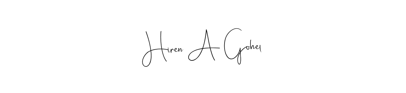 if you are searching for the best signature style for your name Hiren A Gohel. so please give up your signature search. here we have designed multiple signature styles  using Andilay-7BmLP. Hiren A Gohel signature style 4 images and pictures png