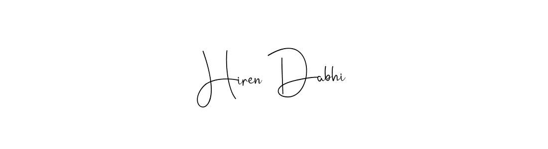 Also we have Hiren Dabhi name is the best signature style. Create professional handwritten signature collection using Andilay-7BmLP autograph style. Hiren Dabhi signature style 4 images and pictures png
