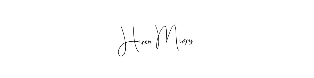 How to make Hiren Mistry name signature. Use Andilay-7BmLP style for creating short signs online. This is the latest handwritten sign. Hiren Mistry signature style 4 images and pictures png