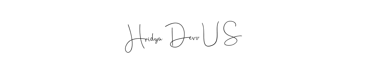 You can use this online signature creator to create a handwritten signature for the name Hridya Devu U S. This is the best online autograph maker. Hridya Devu U S signature style 4 images and pictures png