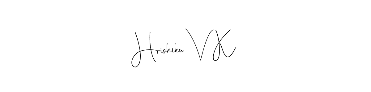 How to make Hrishika V K name signature. Use Andilay-7BmLP style for creating short signs online. This is the latest handwritten sign. Hrishika V K signature style 4 images and pictures png