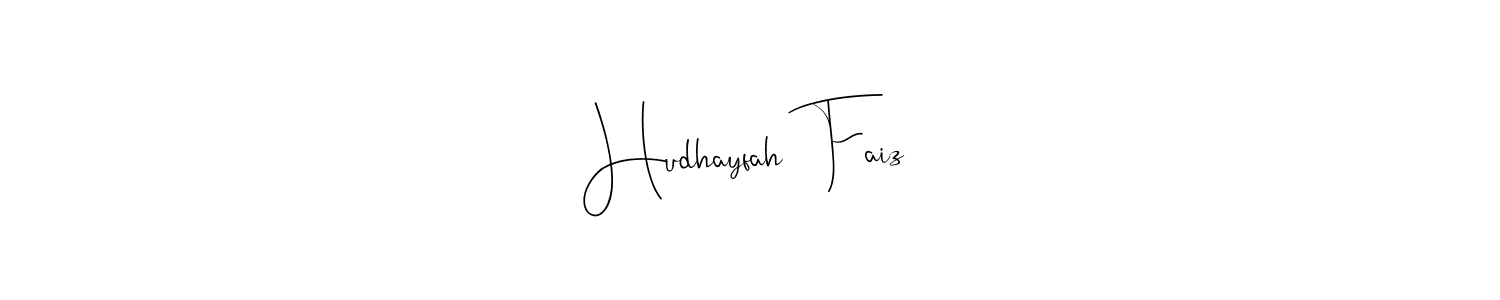 The best way (Andilay-7BmLP) to make a short signature is to pick only two or three words in your name. The name Hudhayfah  Faiz include a total of six letters. For converting this name. Hudhayfah  Faiz signature style 4 images and pictures png