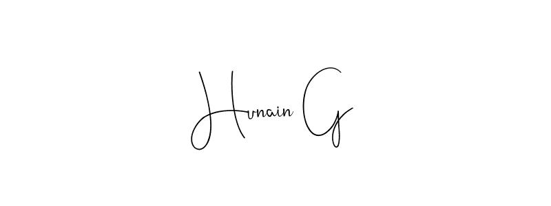 Also You can easily find your signature by using the search form. We will create Hunain G name handwritten signature images for you free of cost using Andilay-7BmLP sign style. Hunain G signature style 4 images and pictures png
