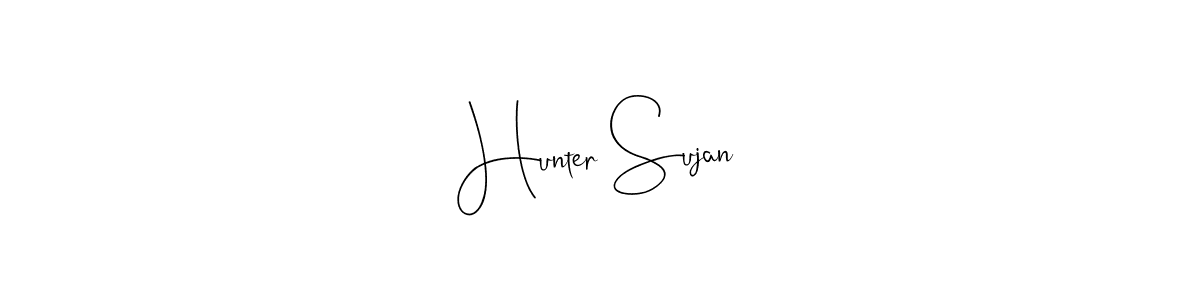 Andilay-7BmLP is a professional signature style that is perfect for those who want to add a touch of class to their signature. It is also a great choice for those who want to make their signature more unique. Get Hunter Sujan name to fancy signature for free. Hunter Sujan signature style 4 images and pictures png
