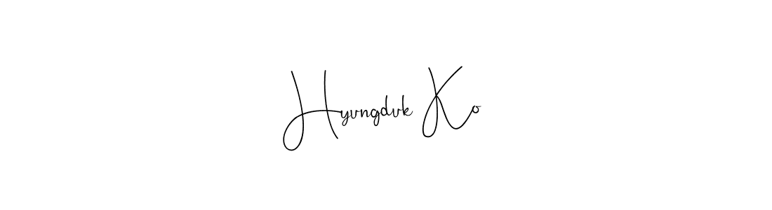 Create a beautiful signature design for name Hyungduk Ko. With this signature (Andilay-7BmLP) fonts, you can make a handwritten signature for free. Hyungduk Ko signature style 4 images and pictures png