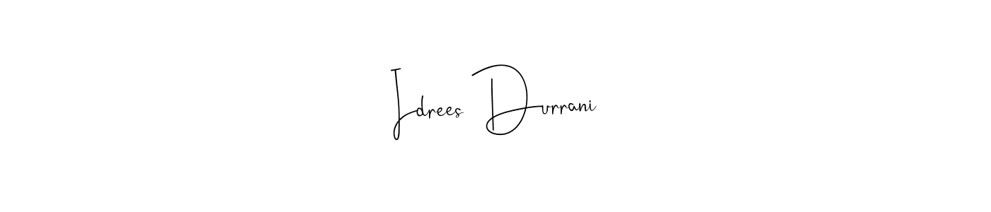 You can use this online signature creator to create a handwritten signature for the name Idrees Durrani. This is the best online autograph maker. Idrees Durrani signature style 4 images and pictures png