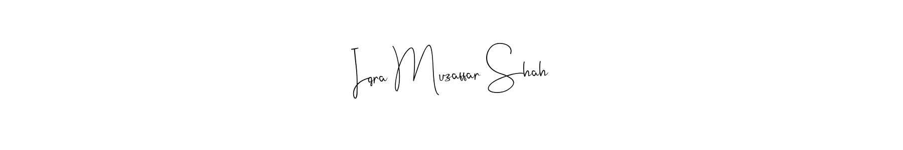 Also You can easily find your signature by using the search form. We will create Iqra Muzaffar Shah name handwritten signature images for you free of cost using Andilay-7BmLP sign style. Iqra Muzaffar Shah signature style 4 images and pictures png