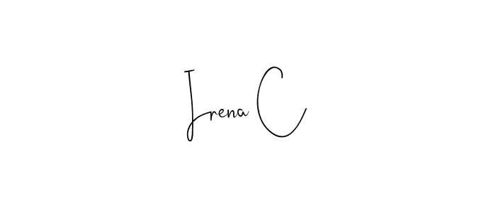 How to make Irena C name signature. Use Andilay-7BmLP style for creating short signs online. This is the latest handwritten sign. Irena C signature style 4 images and pictures png