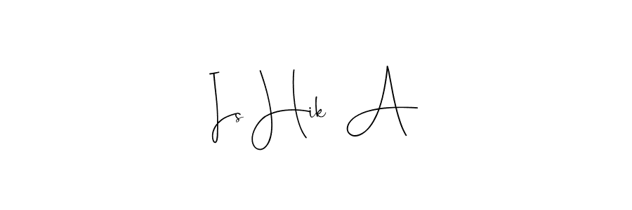 The best way (Andilay-7BmLP) to make a short signature is to pick only two or three words in your name. The name Is Hik  A include a total of six letters. For converting this name. Is Hik  A signature style 4 images and pictures png