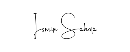 A modern signature idea for name Ismile Sahota using Andilay-7BmLP font. Clean strokes and elegant curves make it stand out instantly. Ismile Sahota signature style 4 images and pictures png
