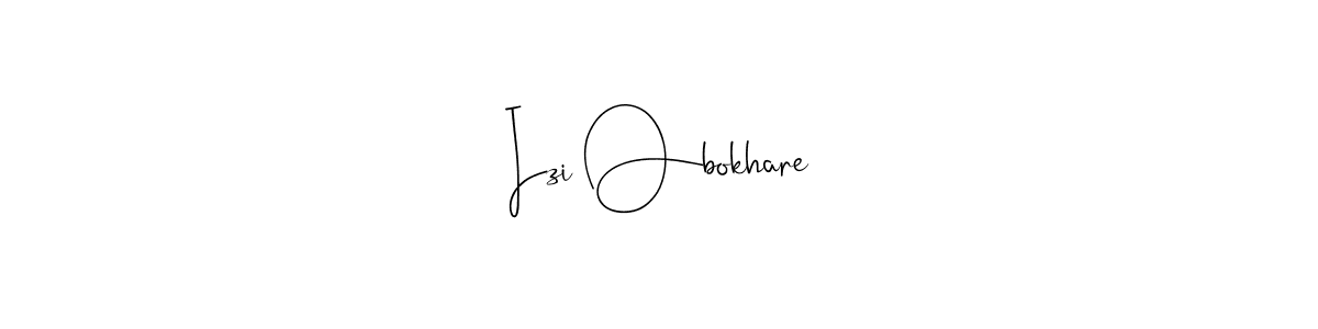 How to make Izi Obokhare name signature. Use Andilay-7BmLP style for creating short signs online. This is the latest handwritten sign. Izi Obokhare signature style 4 images and pictures png