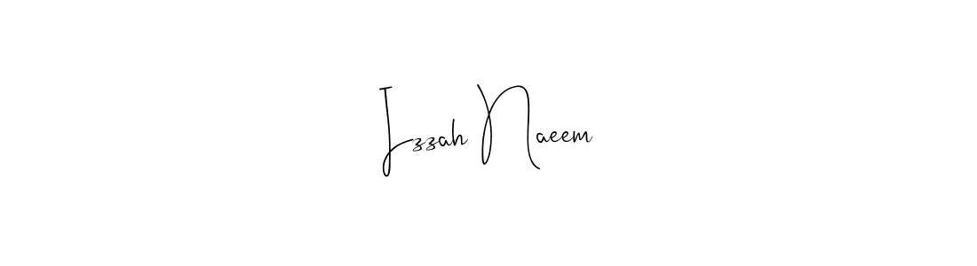 Andilay-7BmLP is a professional signature style that is perfect for those who want to add a touch of class to their signature. It is also a great choice for those who want to make their signature more unique. Get Izzah Naeem name to fancy signature for free. Izzah Naeem signature style 4 images and pictures png