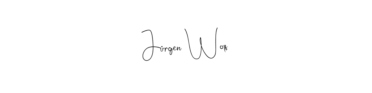 How to make Jürgen Wolf name signature. Use Andilay-7BmLP style for creating short signs online. This is the latest handwritten sign. Jürgen Wolf signature style 4 images and pictures png