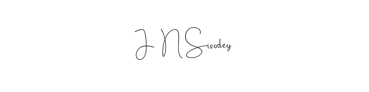 How to make J  N Sisodey name signature. Use Andilay-7BmLP style for creating short signs online. This is the latest handwritten sign. J  N Sisodey signature style 4 images and pictures png