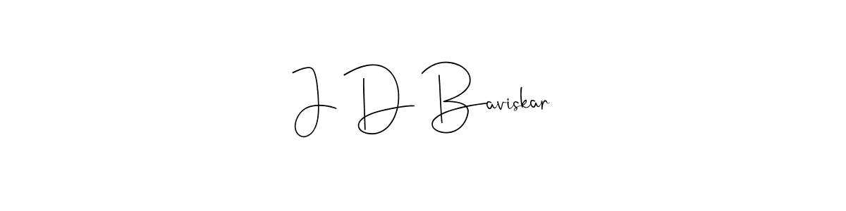 How to make J D Baviskar name signature. Use Andilay-7BmLP style for creating short signs online. This is the latest handwritten sign. J D Baviskar signature style 4 images and pictures png